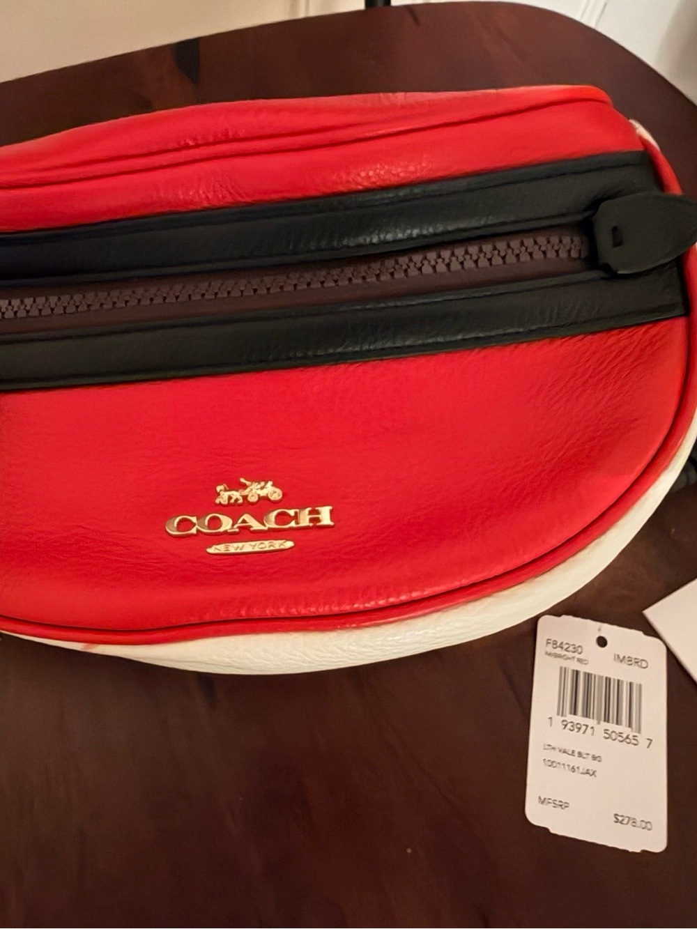 Coach Red and Black Leather Crossbody Belt Bag